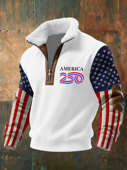 Men's  250th Anniversary Plush Stand Collar Sweatshirt