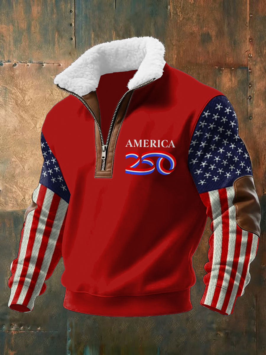 Men's  250th Anniversary Plush Stand Collar Sweatshirt
