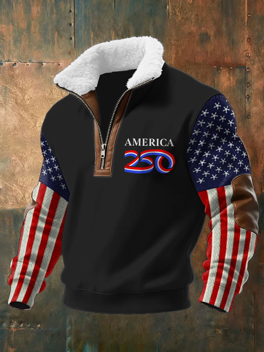 Men's  250th Anniversary Plush Stand Collar Sweatshirt