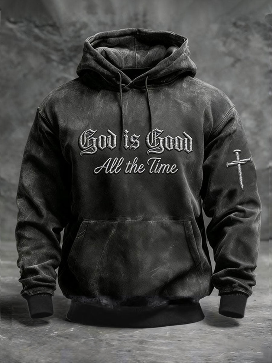 Men's God Is Good Print Casual Hoodie