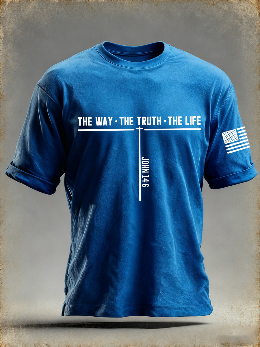 Men's Jesus The Way The Truth The Life Cross Short Sleeve T-shirt
