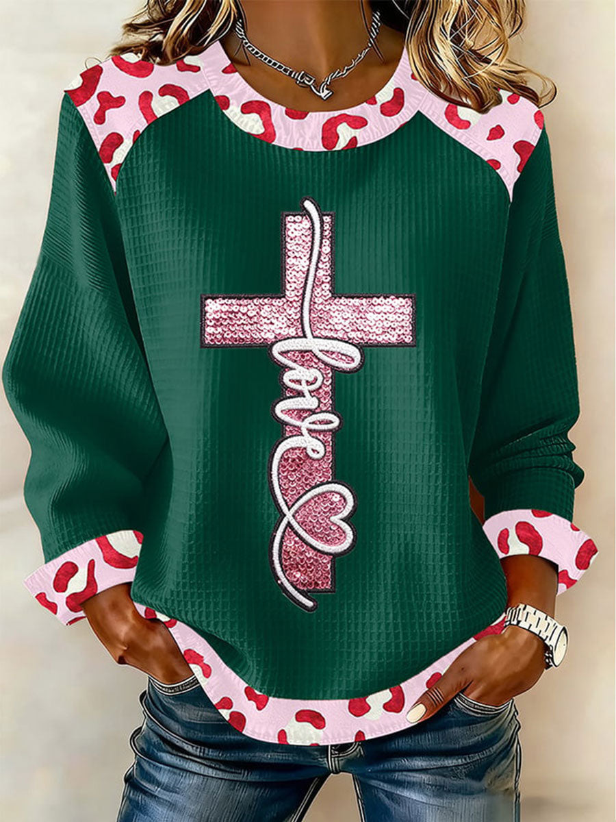 Women's Love Cross Print Casual Top
