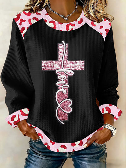 Women's Love Cross Print Casual Top
