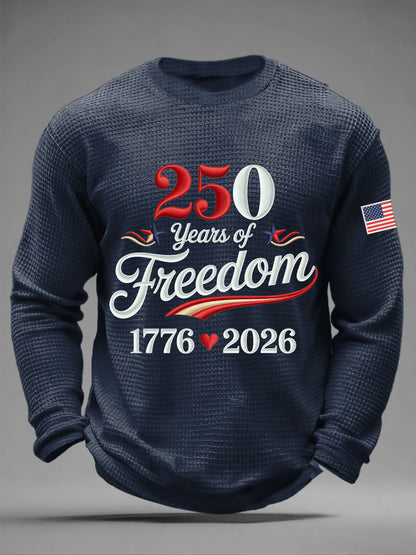 Men's  250th Waffle Print Casual T-Shirt