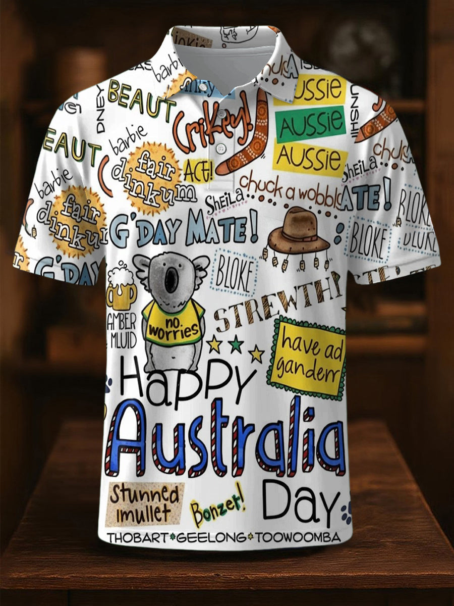 Men's Happy Australia Day  Short sleeves Polo Shirt