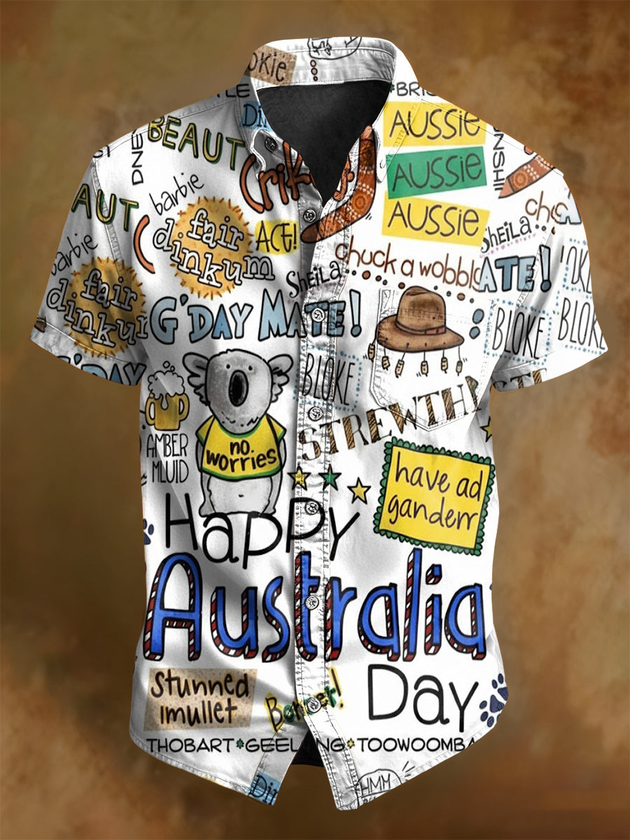 Men's Happy Australia Day  Short sleeves Shirt