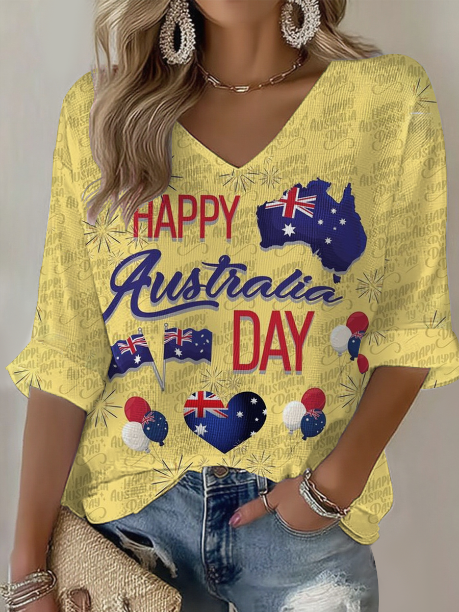 Women's Happy Australia Day Waffle T-shirt