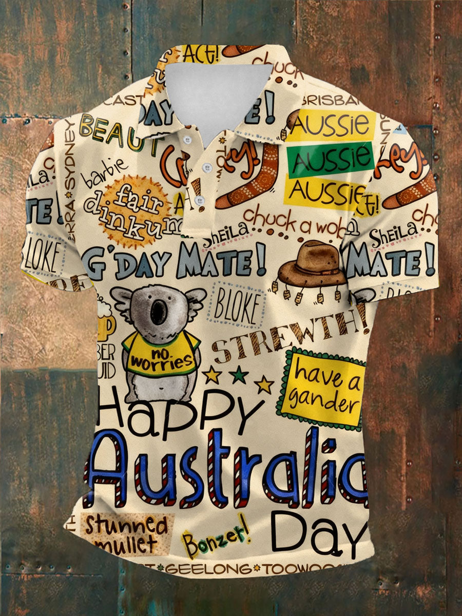 Men's Happy Australia Day polo shirt