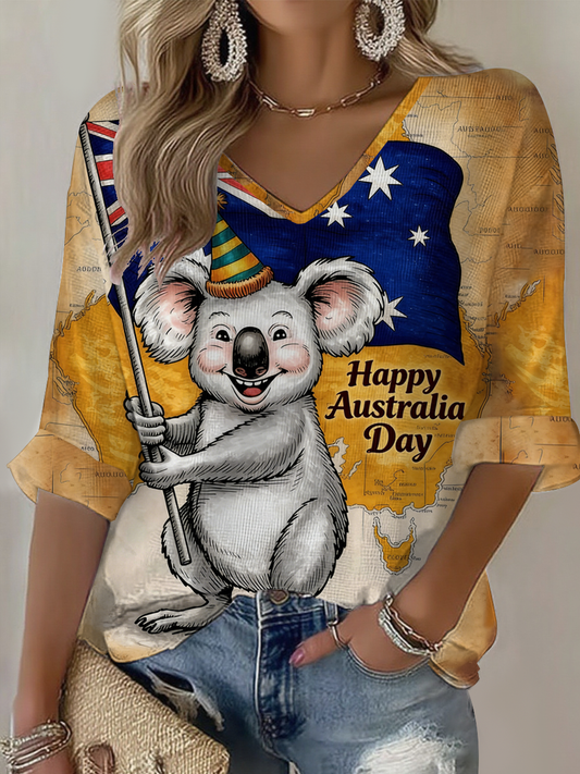 Women's Happy Australia Day Waffle T-shirt