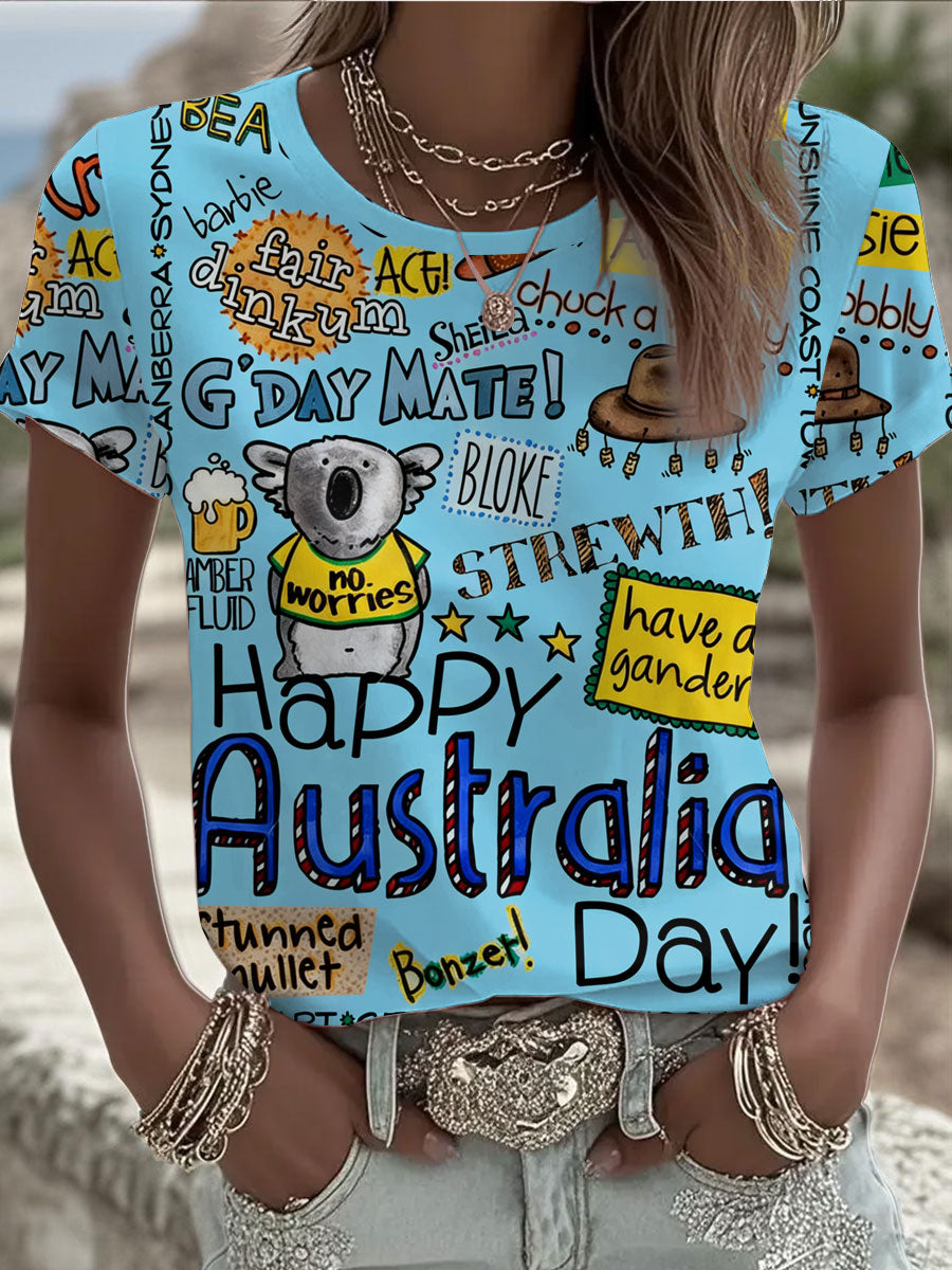 Women's Happy Australia Day short-sleeved T-shirt