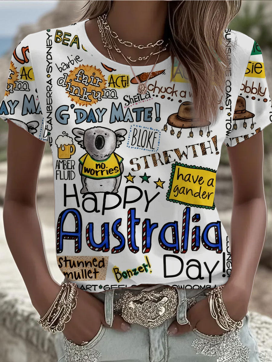 Women's Happy Australia Day short-sleeved T-shirt