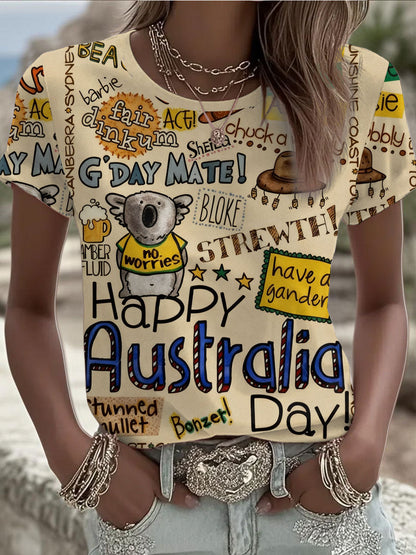 Women's Happy Australia Day short-sleeved T-shirt