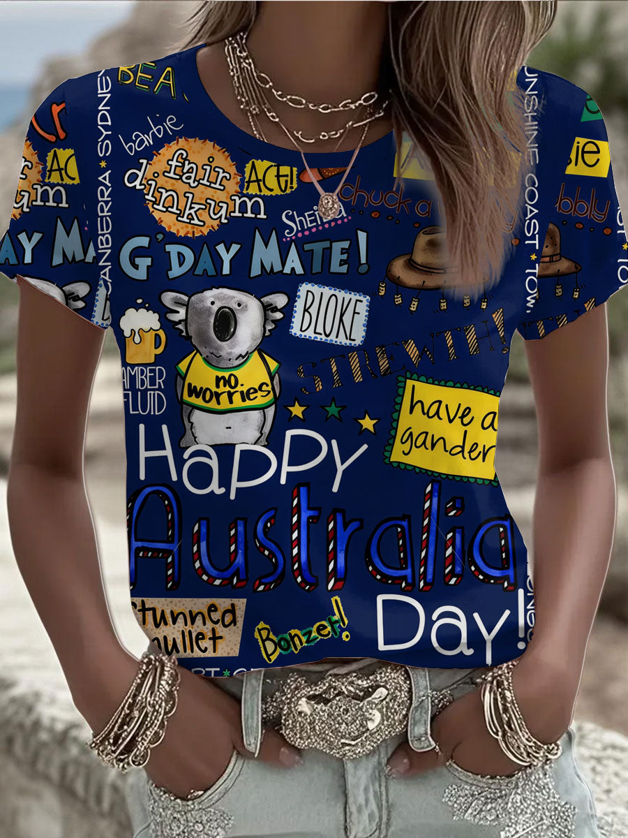 Women's Happy Australia Day short-sleeved T-shirt