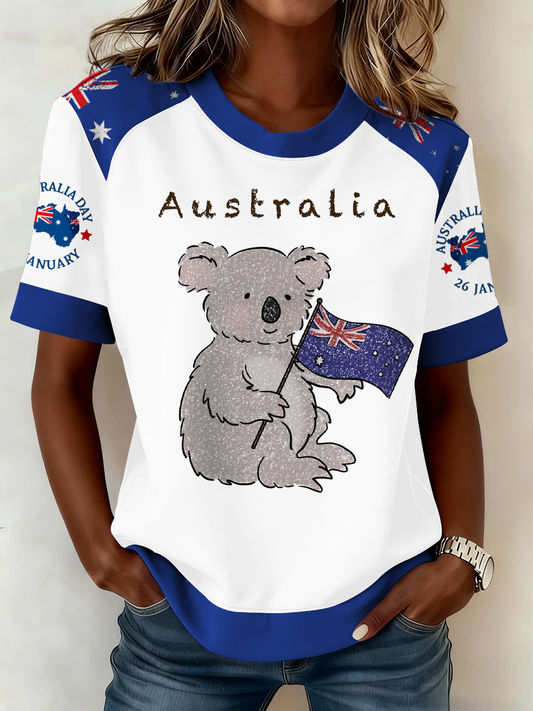 Women's AU Australia Day Koala Printed T-shirt