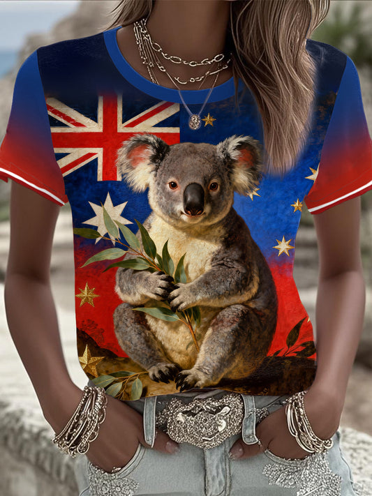 Women's AU Australia Day Koala Printed T-shirt