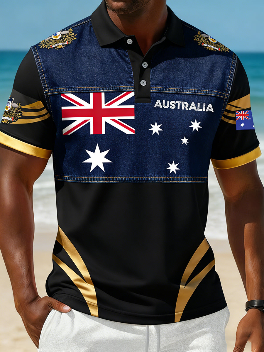 Men's Vintage Australian Holiday Smart Casual Polo Shirt