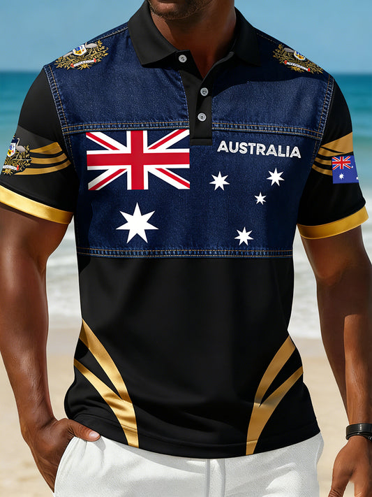 Men's Vintage Australian Holiday Smart Casual Polo Shirt