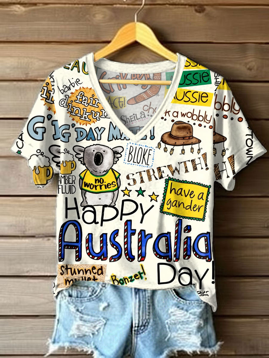 Women's Happy Australia Day short-sleeved T-shirt