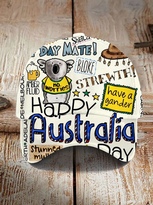 Unisex Happy Australia Day Print Hat
