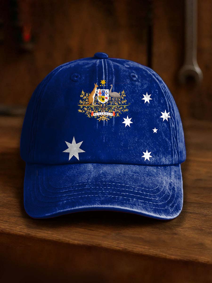 Vintage Australian Flag Badge Casual Print Hats
