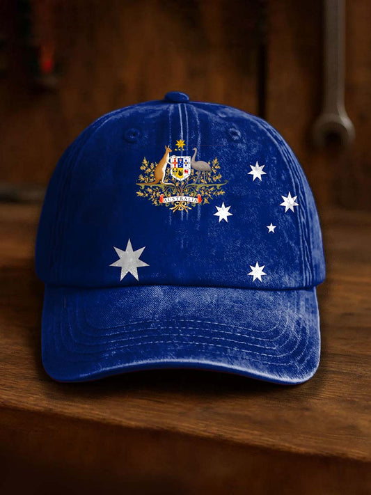 Vintage Australian Flag Badge Casual Print Hats