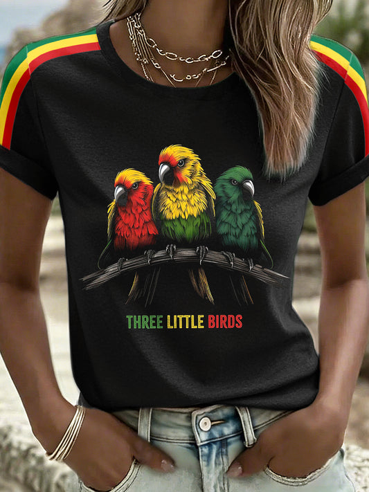 Women's Reggae Music Three Little Birds Print T-Shirt