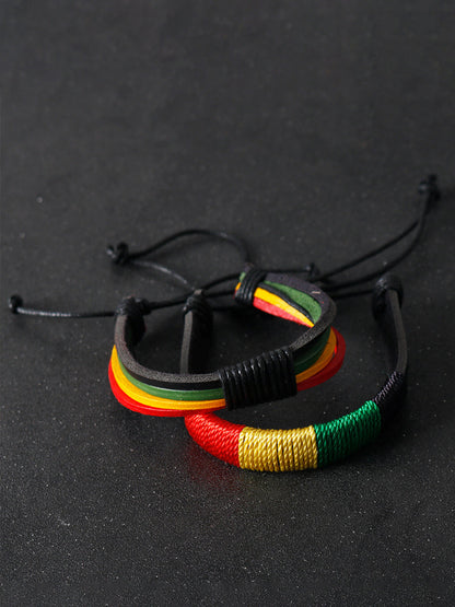 Unisex Jamaican Reggae Leather Braided Bracelet