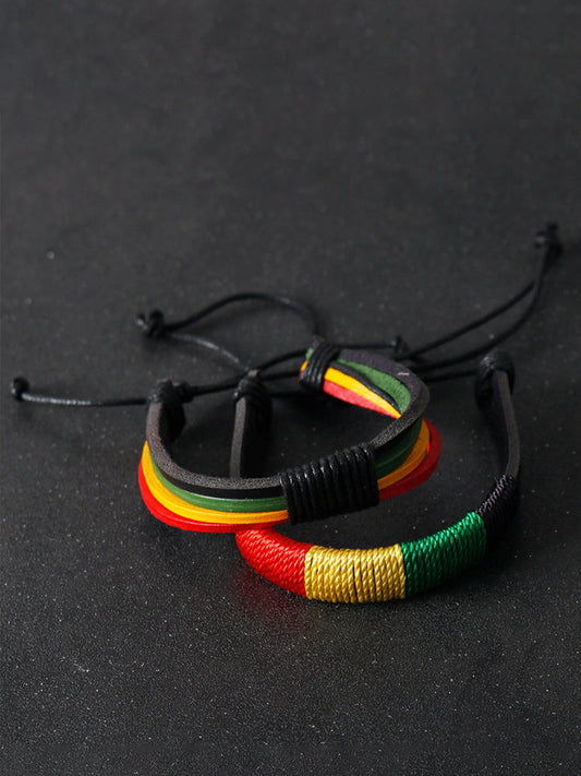 Unisex Jamaican Reggae Leather Braided Bracelet