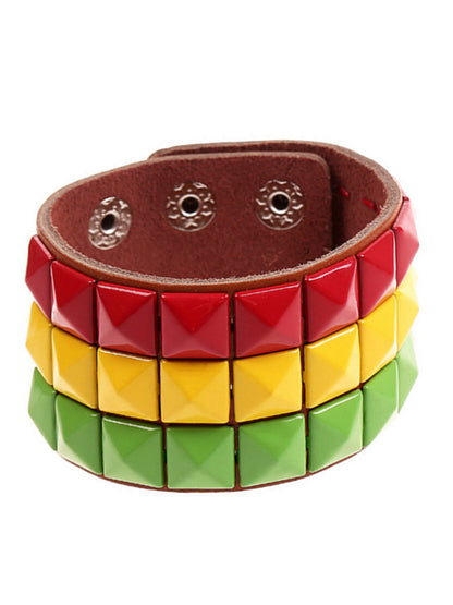 Unisex Jamaican Reggae Leather Bracelet