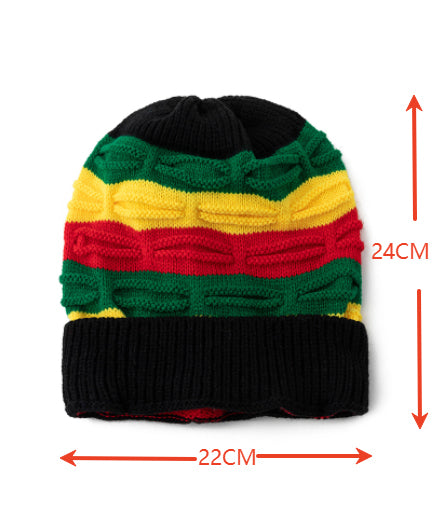 Unisex Jamaica Reggae Red, Green, Yellow, and Black Patchwork Knit Hat