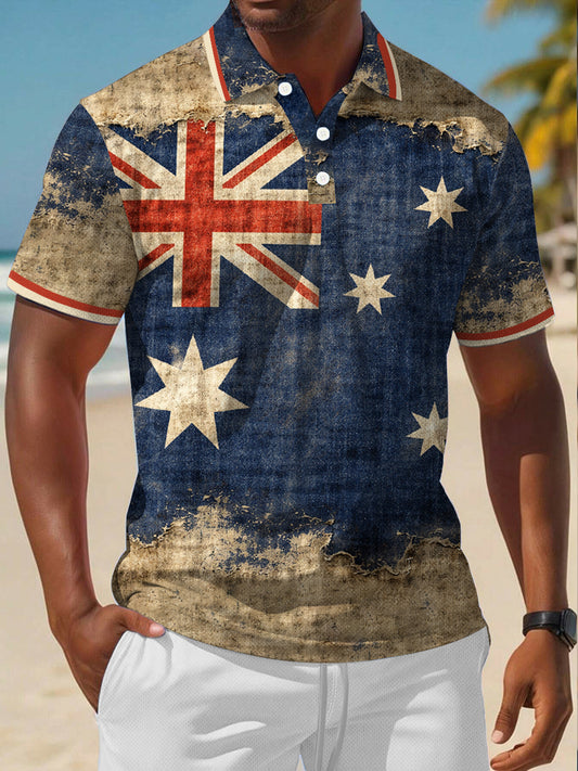 Men's Aussie Flag Art Proud Printed Casual Tops