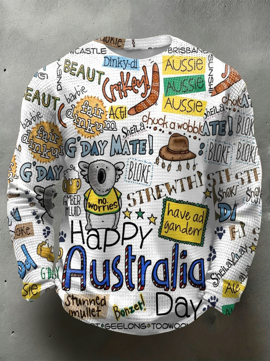 Men's Happy Australia Day   Long-Sleeve Waffle T-Shirt