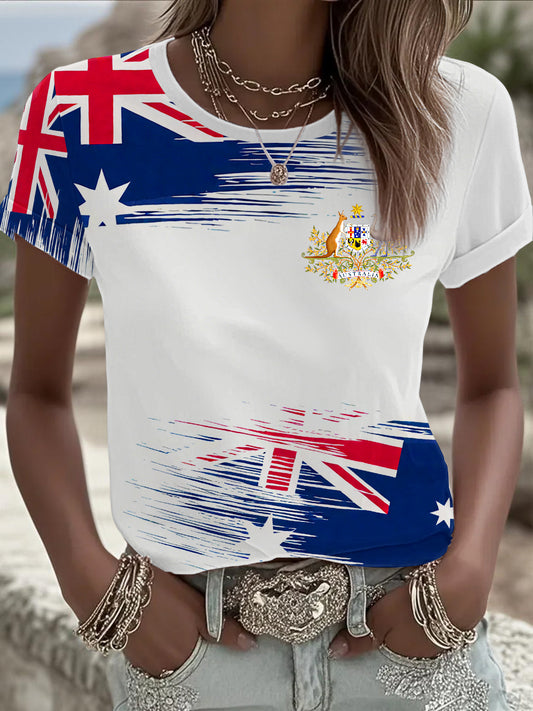 Women's Australian Flag Print Short Sleeve T-shirt