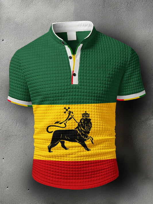 Men's One Love Rasta Lion Short-Sleeve Polo Shirt
