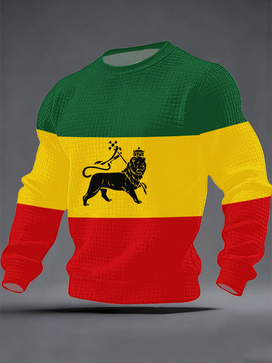 Men's One Love Rasta Lion Checkered Cotton Hoodie