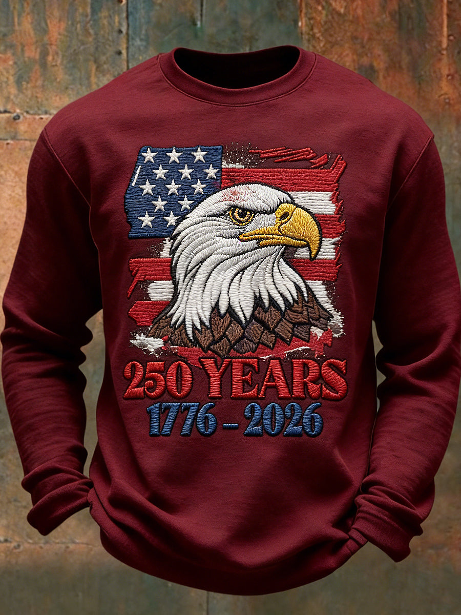 Men's  250th Anniversary Printed Long Sleeved Round Neck Sweatshirt