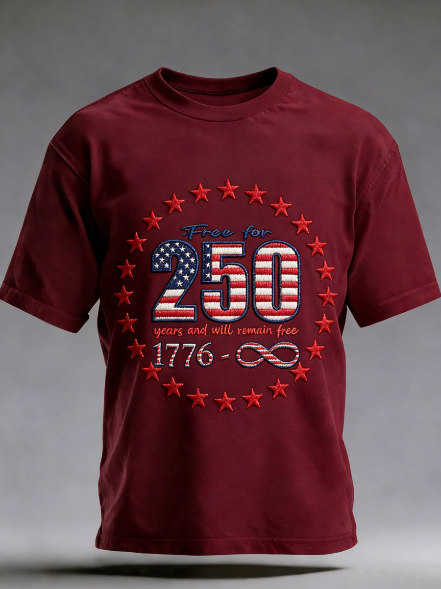Men's  250th Anniversary Printed Vintage Fashion Loose Short Sleeve T-Shirt