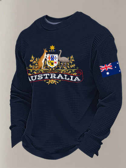 Men's Australia Printed Long Sleeve Waffle Sweatshirt