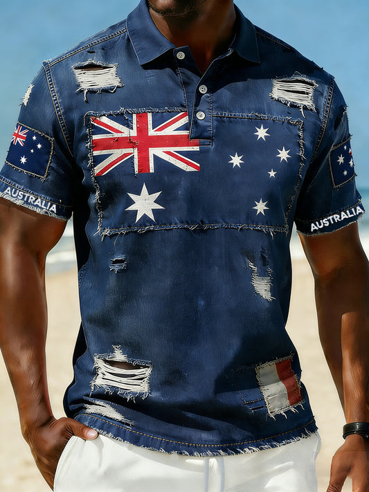 Men's Vintage Australian Holiday Smart Casual Polo Shirt