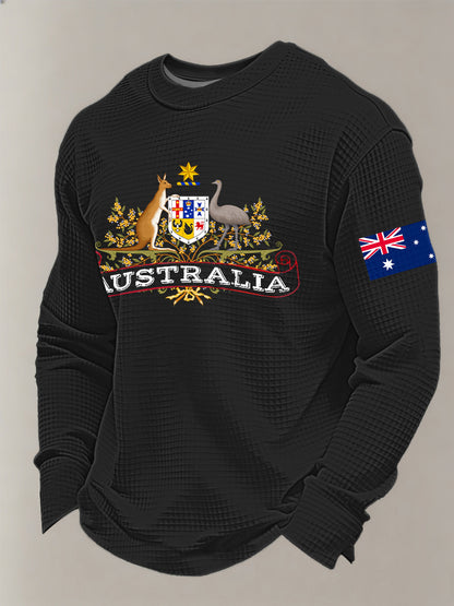 Men's Australia Printed Long Sleeve Waffle Sweatshirt