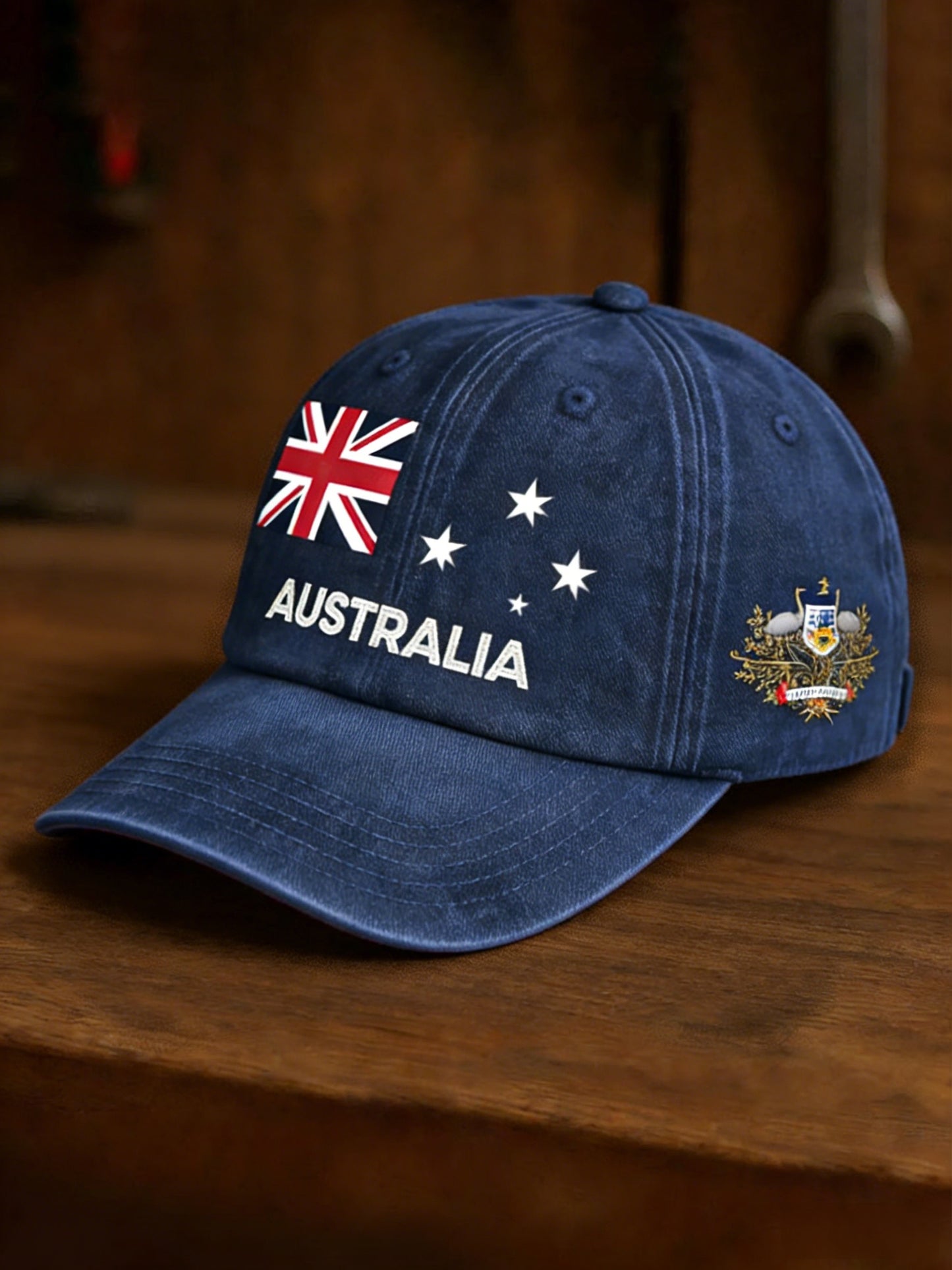 Vintage Happy Australia Day Flag Badge Casual Print Washed Hat