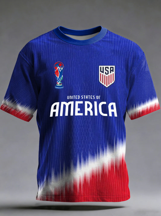 Men's USA Printed Vintage Fashion Loose Short Sleeve T-Shirt