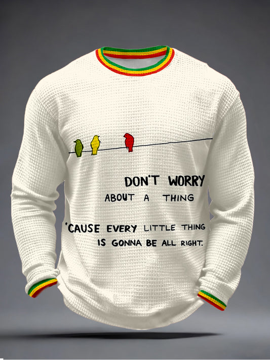 Men's Every Little Thing Is Gonna Be Alright Print Waffle Long-Sleeve T-Shirt