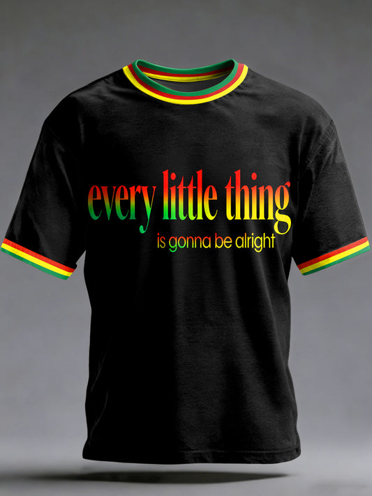 Men's Reggae Printed Vintage Fashion Loose Short Sleeve T-Shirt