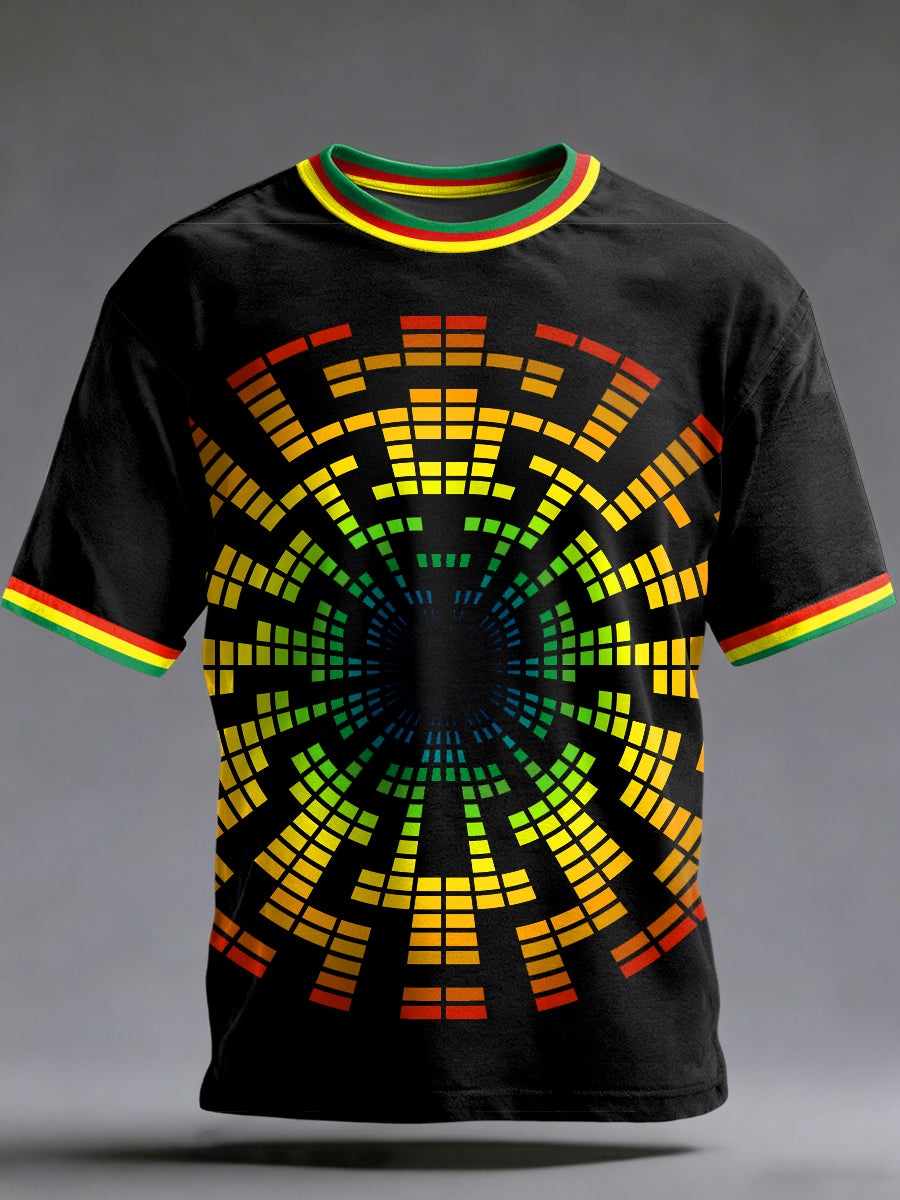 Men's Reggae Printed Vintage Fashion Loose Short Sleeve T-Shirt