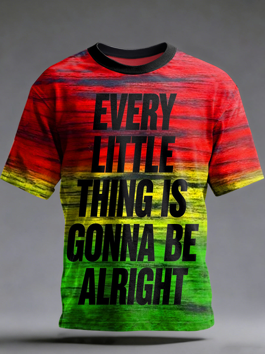 Men's Reggae Printed Vintage Fashion Loose Short Sleeve T-Shirt