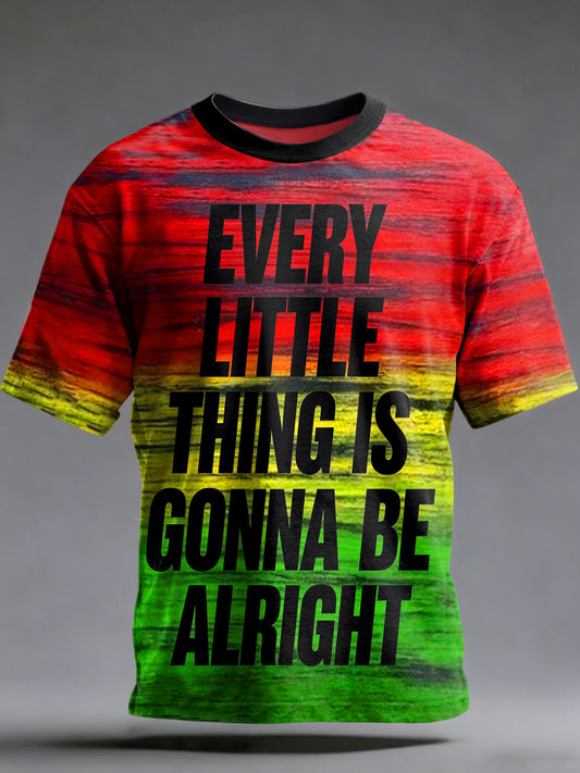 Men's Reggae Printed Vintage Fashion Loose Short Sleeve T-Shirt