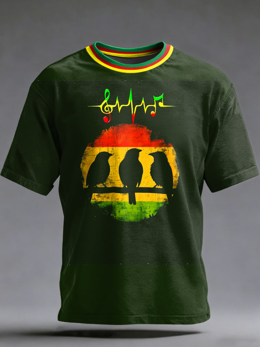 Men's Reggae Printed Vintage Fashion Loose Short Sleeve T-Shirt