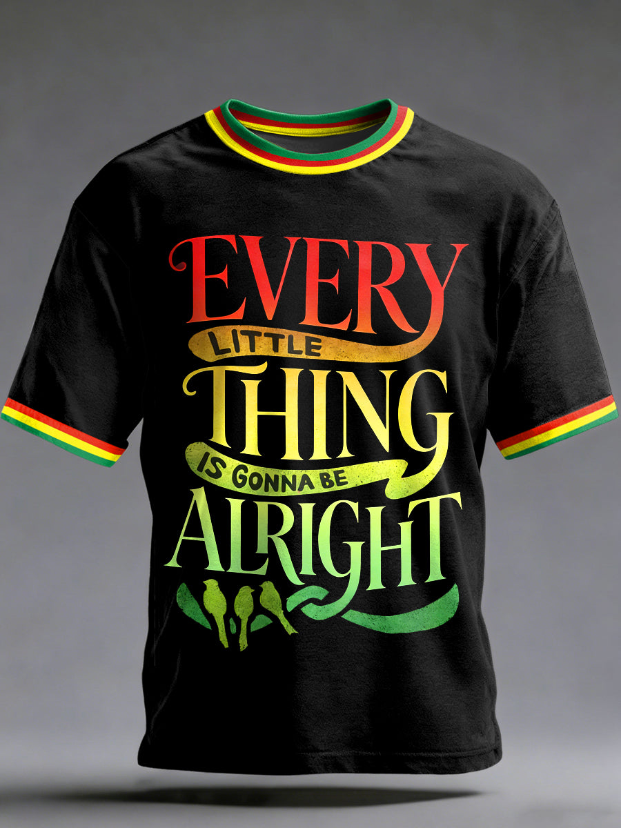 Men's Reggae Printed Vintage Fashion Loose Short Sleeve T-Shirt