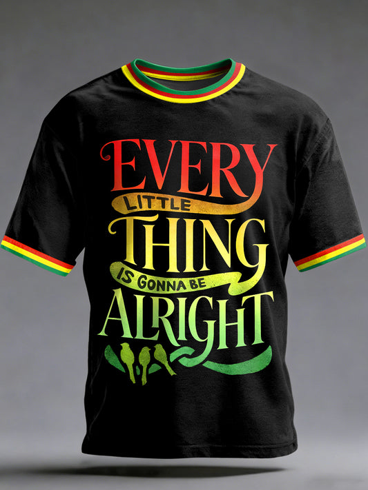 Men's Reggae Printed Vintage Fashion Loose Short Sleeve T-Shirt